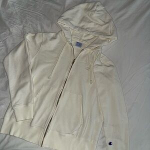 Champion Off-White Zip-Up Hoodie